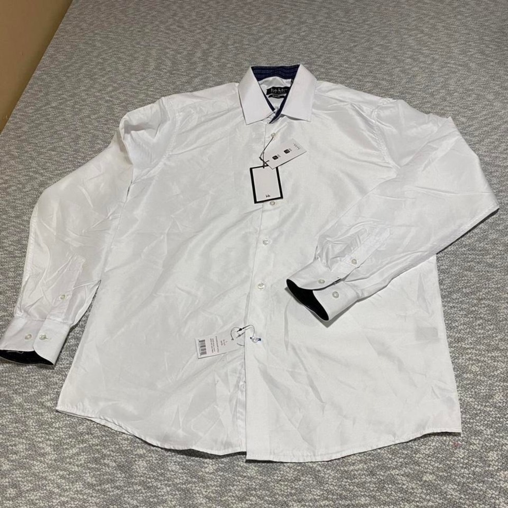 Nicole Miller White slim fit shirt Men L(16-16.5) 34/35 NWT. SKU-A353